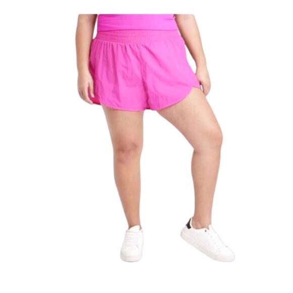 All in Motion High Rise Crinkle Run Shorts UPF 50+ Vibrant Pink XL - Picture 1 of 4